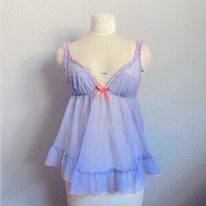 Victoria’s Secret Lavender & Pink Babydoll Slip – Size L – Includes Bonus Bra!